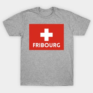 Fribourg City in Swiss Flag T-Shirt